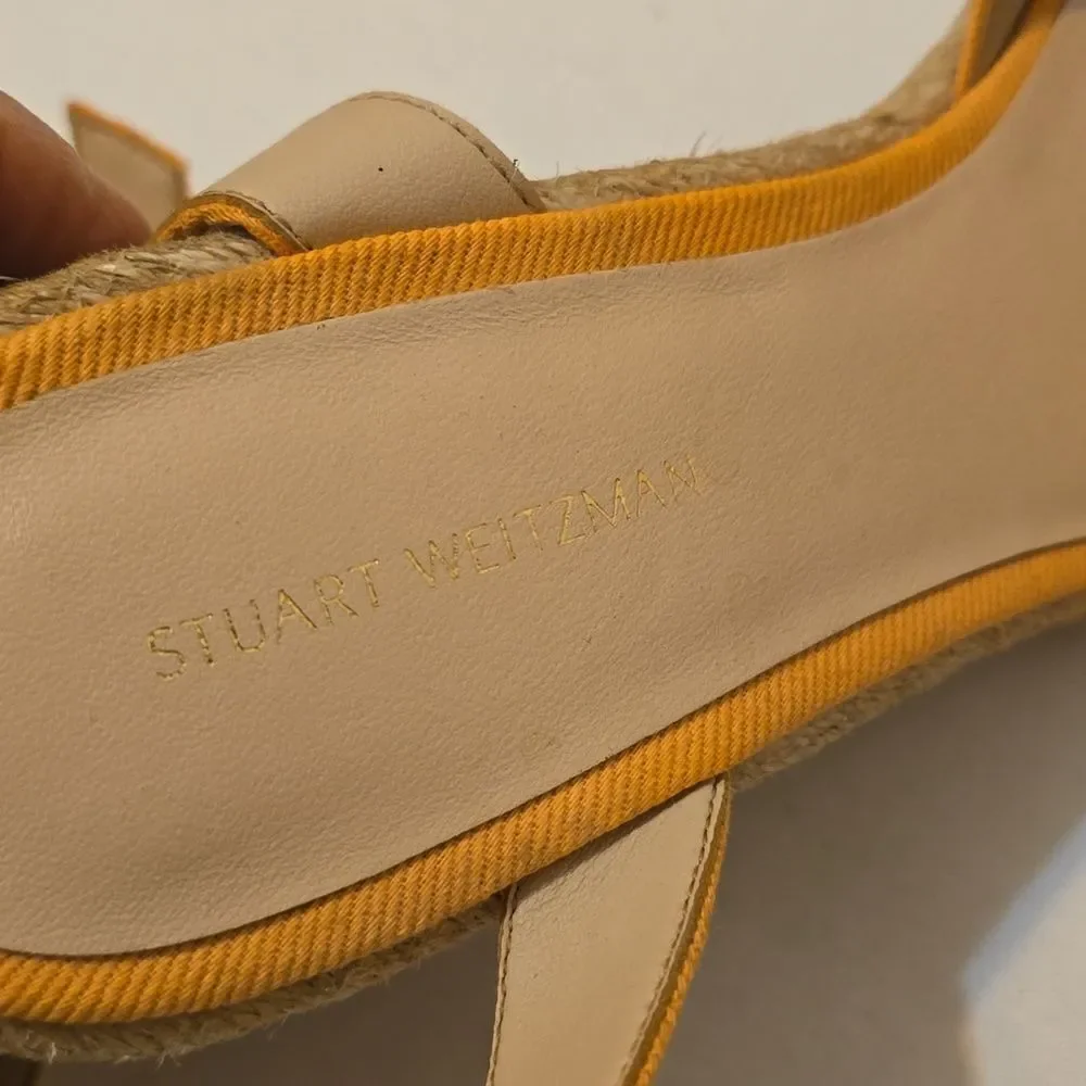 Stuart Weitzman Women’s Orange Espadrille Platform Wedge Sandal Size 8.5‎